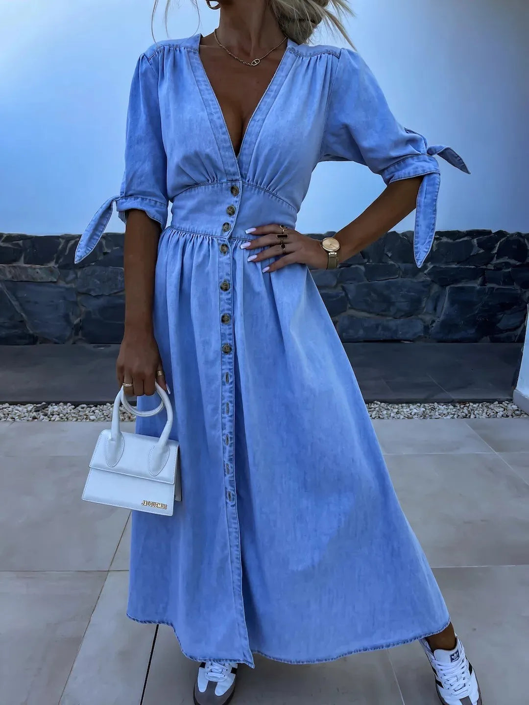 Da Vie™ | Denim maxi Jurk