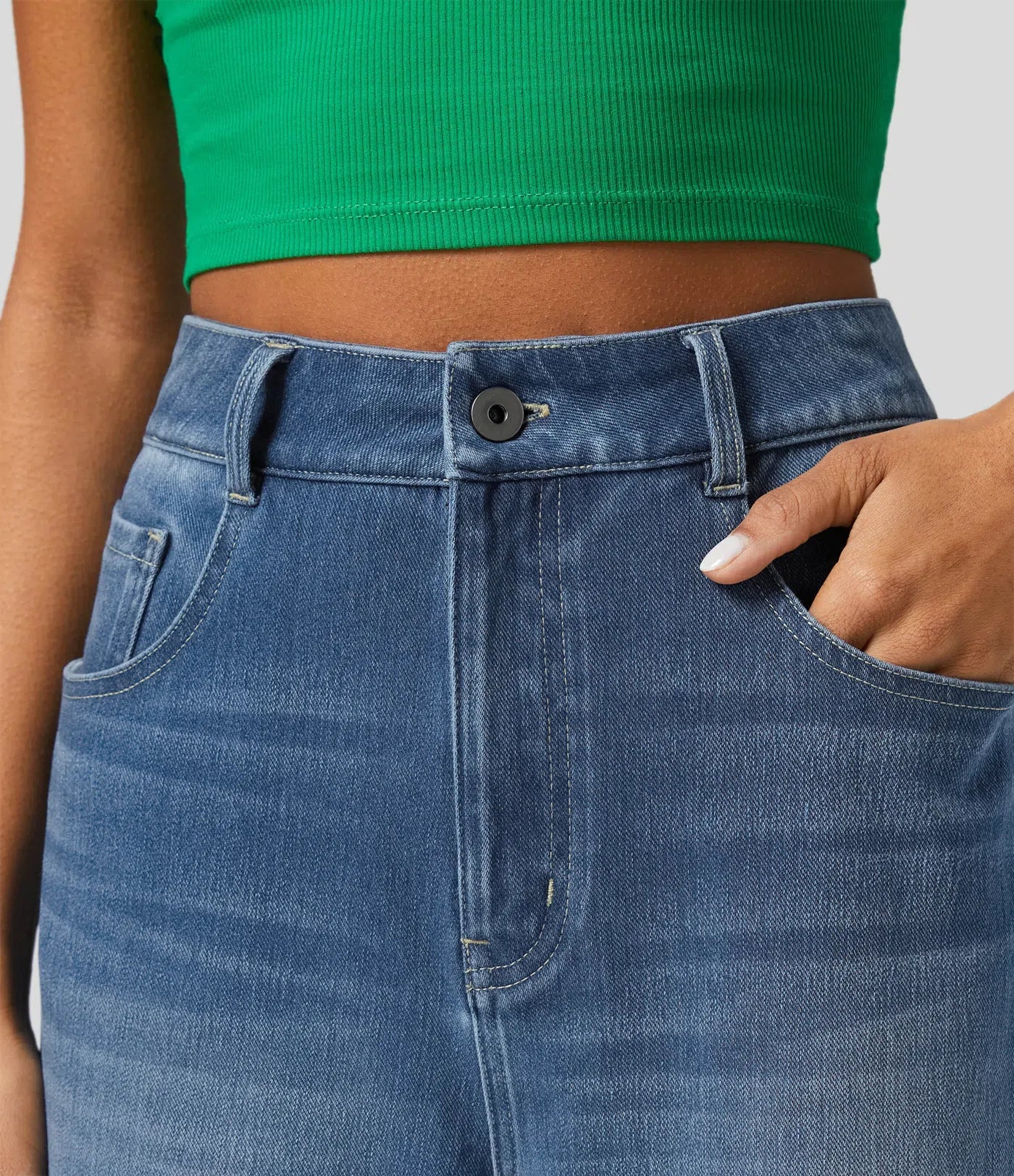 Da Vie™ | Wijde Jeans Met Hoge Taille En Gerolde Zoom