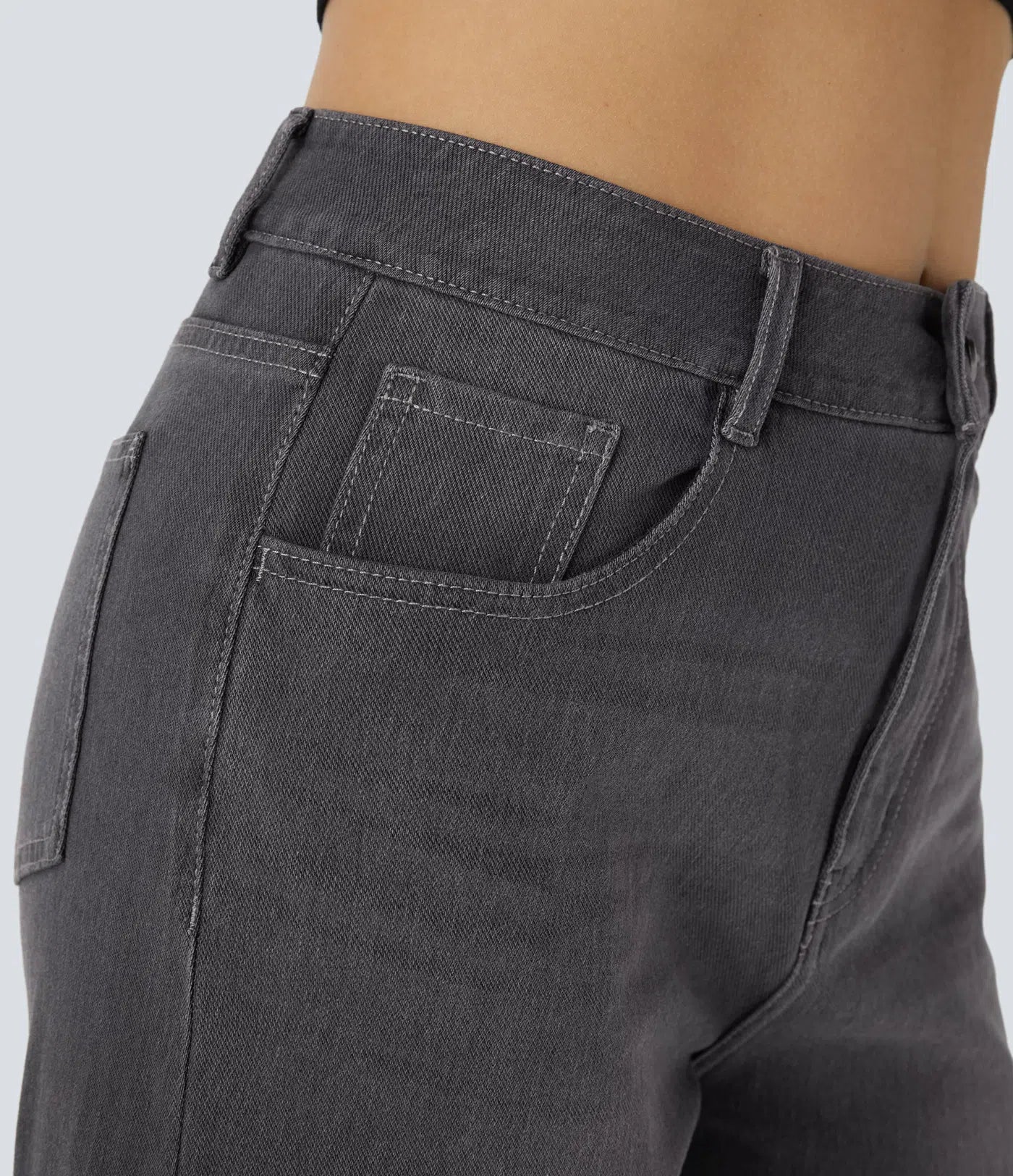 Da Vie™ | Wijde Jeans Met Hoge Taille En Gerolde Zoom
