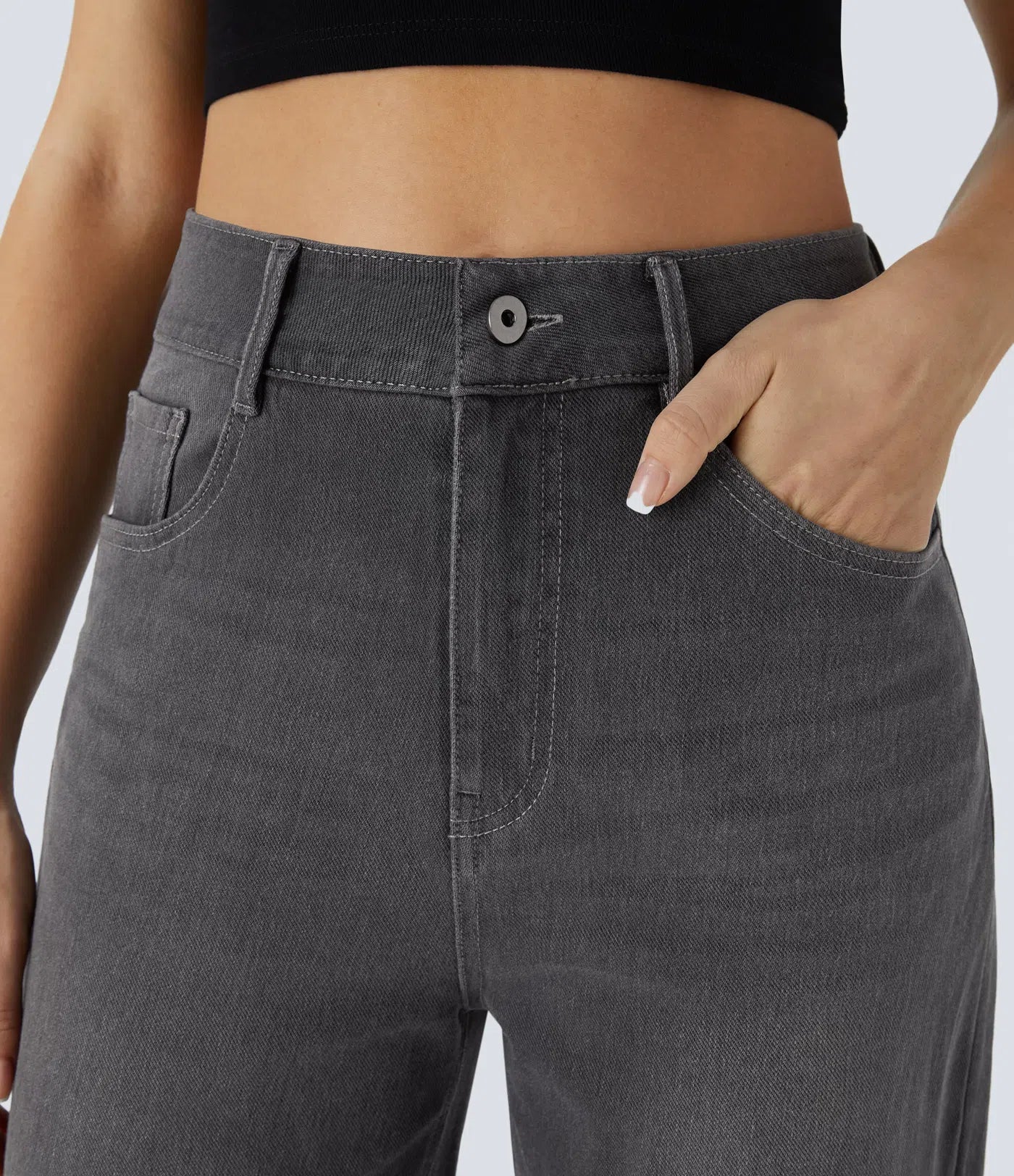 Da Vie™ | Wijde Jeans Met Hoge Taille En Gerolde Zoom