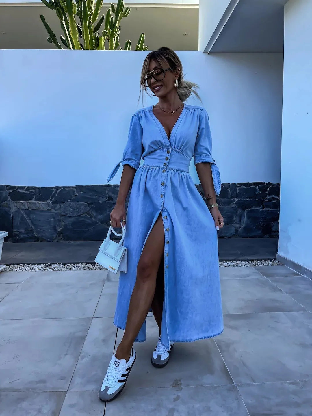 Da Vie™ | Denim maxi Jurk