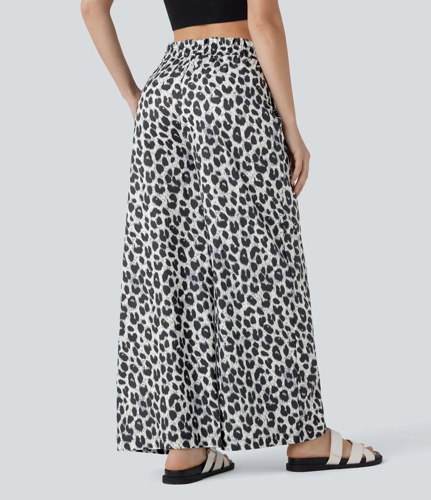 Da Vie™ | Casual Broek Met Hoge Tailleband & Luipaardprint