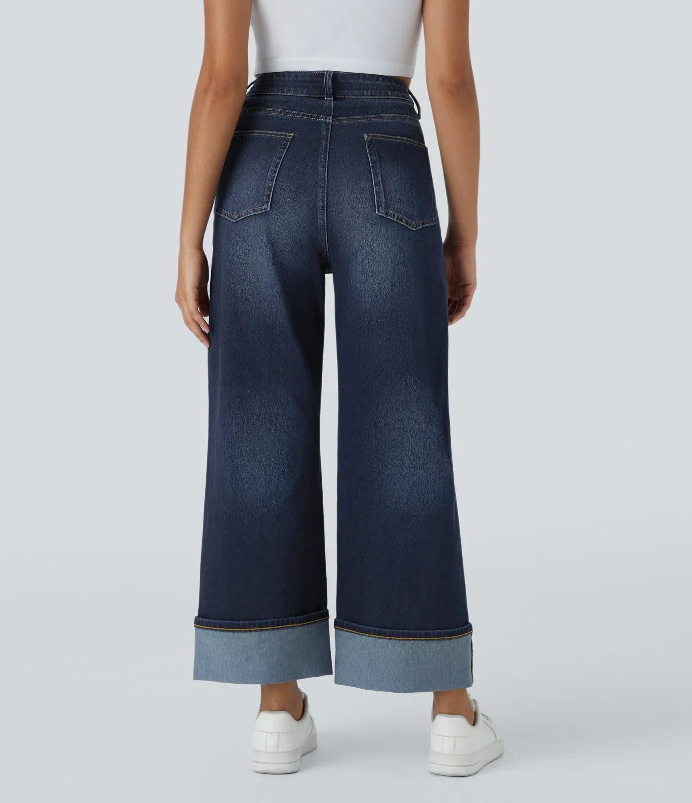 Da Vie™ | Wijde Jeans Met Hoge Taille En Gerolde Zoom