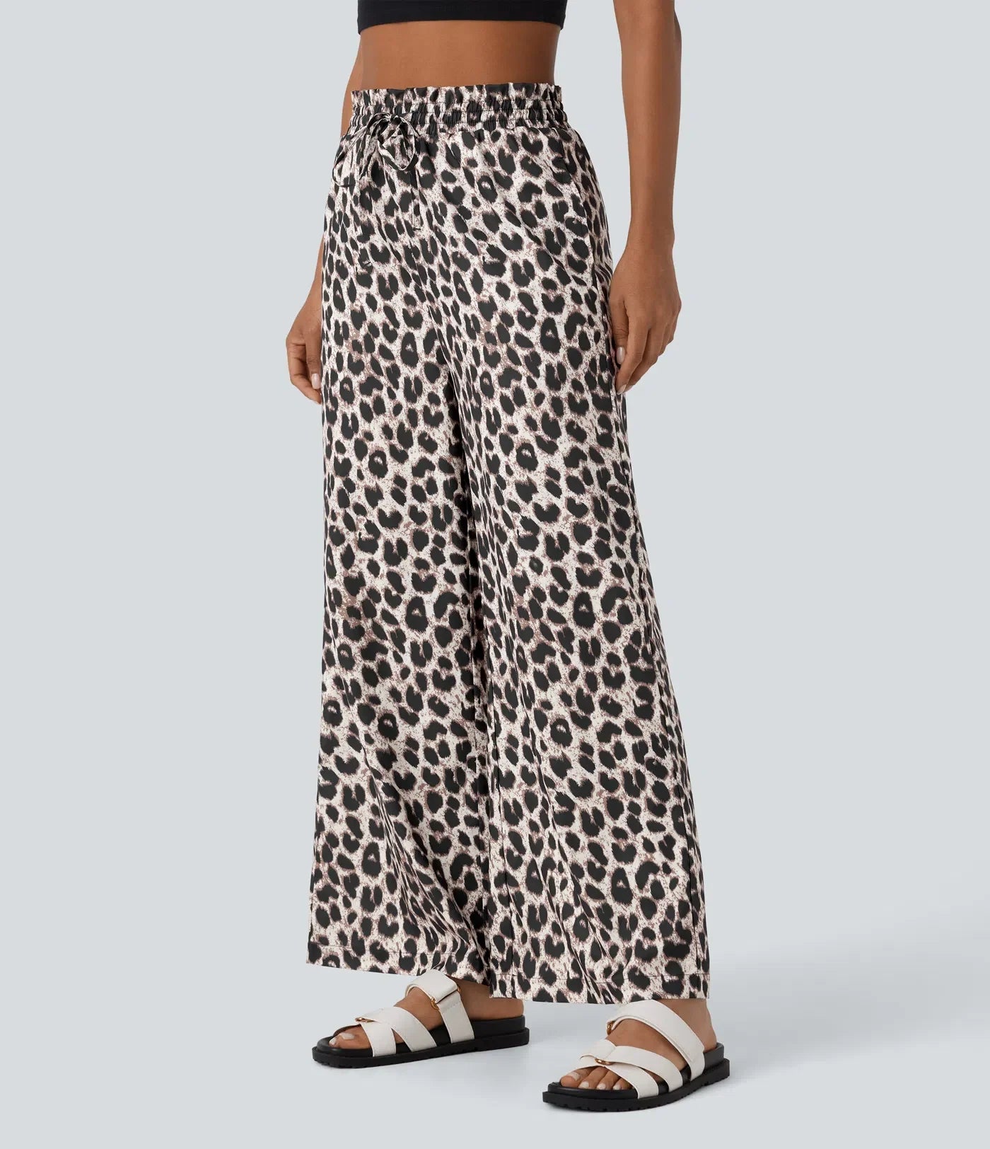 Da Vie™ | Casual Broek Met Hoge Tailleband & Luipaardprint