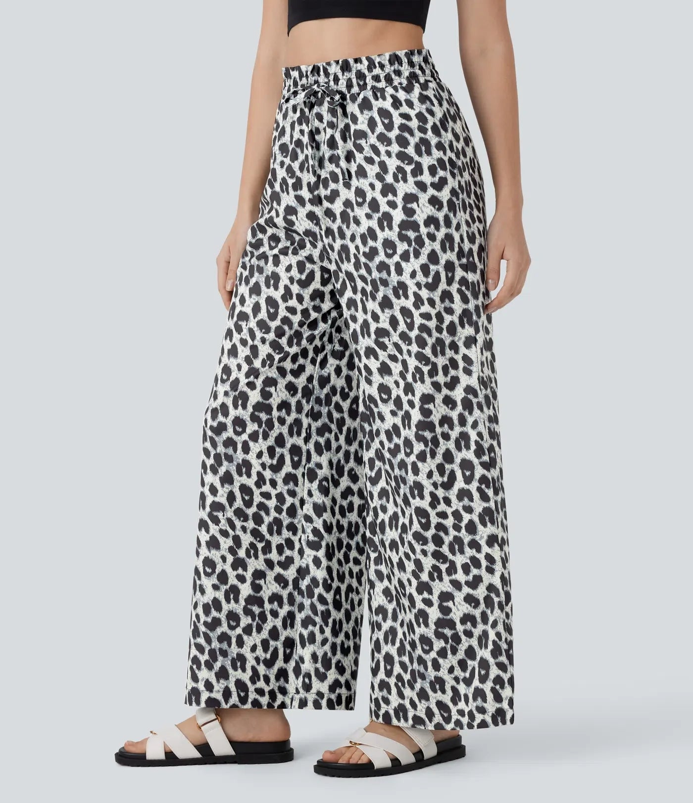 Da Vie™ | Casual Broek Met Hoge Tailleband & Luipaardprint