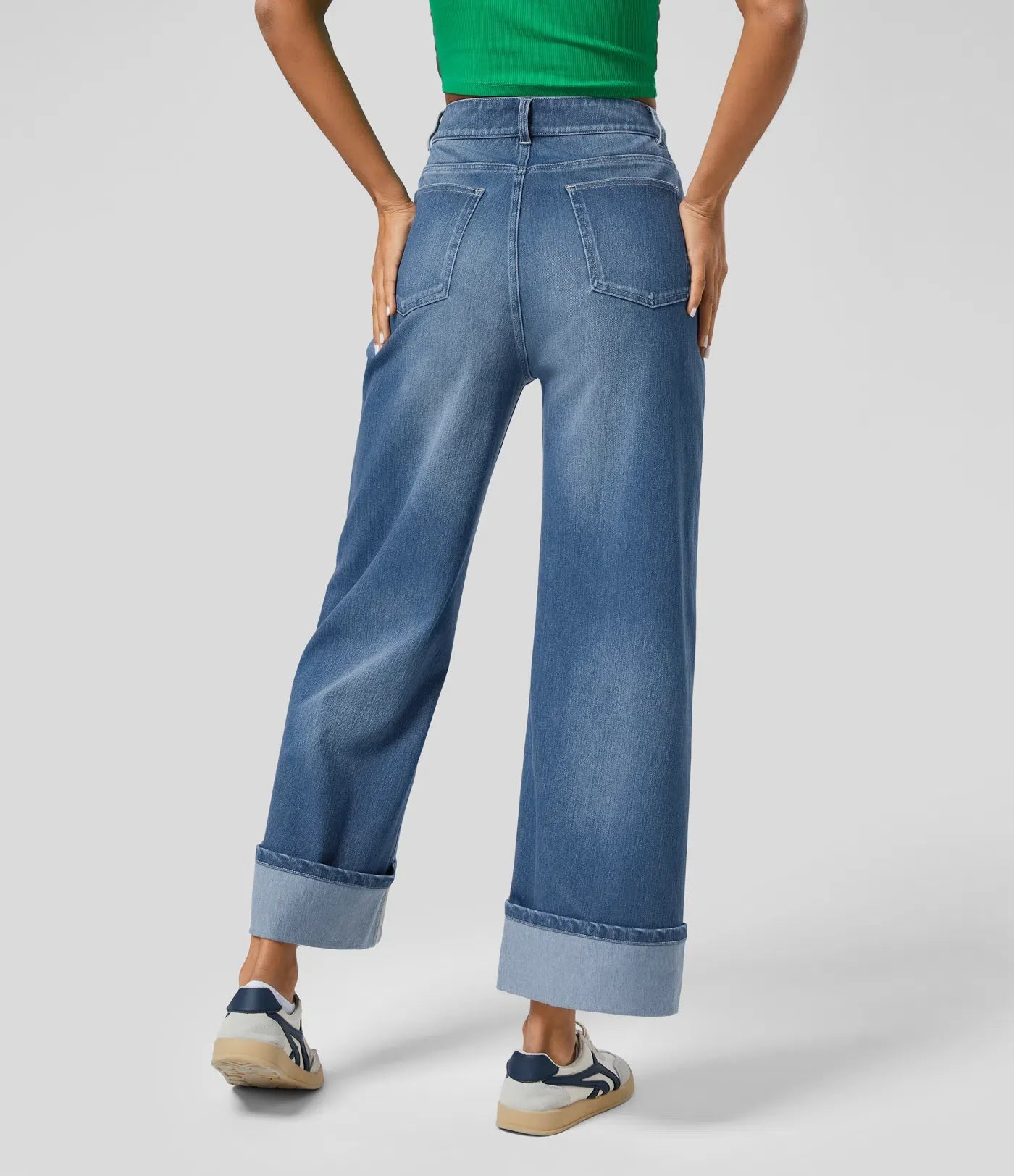 Da Vie™ | Wijde Jeans Met Hoge Taille En Gerolde Zoom